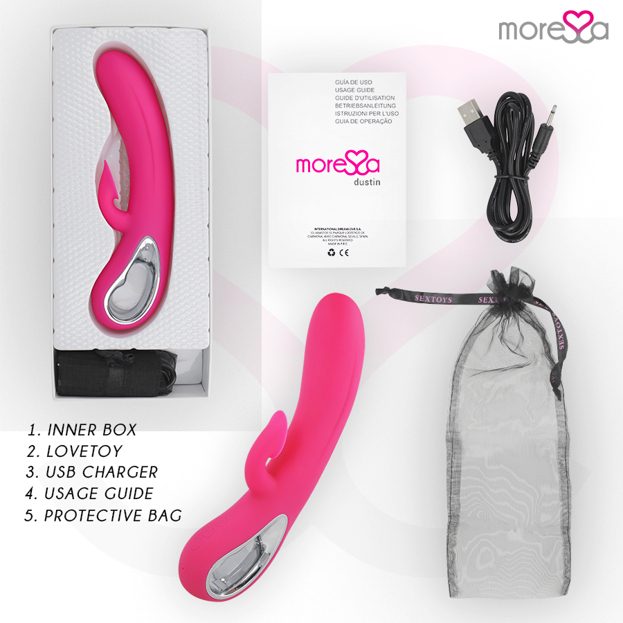 MORESSA - DUSTIN ONDAS ESTIMULADORAS CLITORIAL Y POTENTE VIBRACIÓN PREMIUM SILICONE RECARGABLE