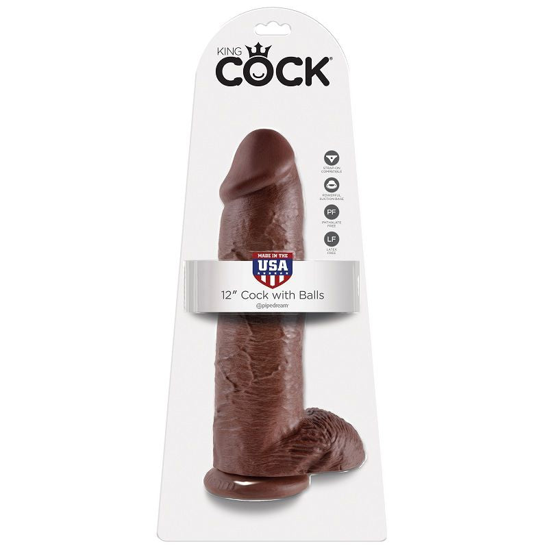 KING COCK - 12 PENE REALÍSTICO MARRÓN 30.48 CM