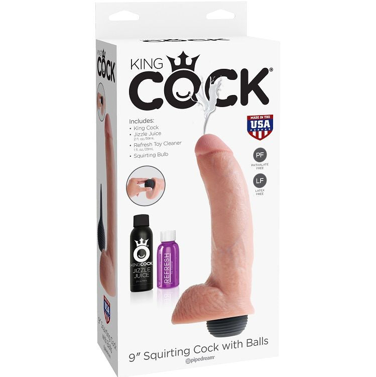 KING COCK - PENE REALÍSTICO EYACULADOR NATURAL 22.86 CM