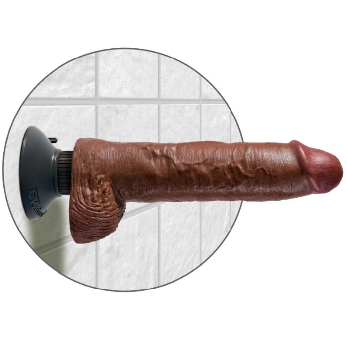 KING COCK - DILDO VIBRADOR CON TESTÍCULOS 25.5 CM COLOR MARRÓN