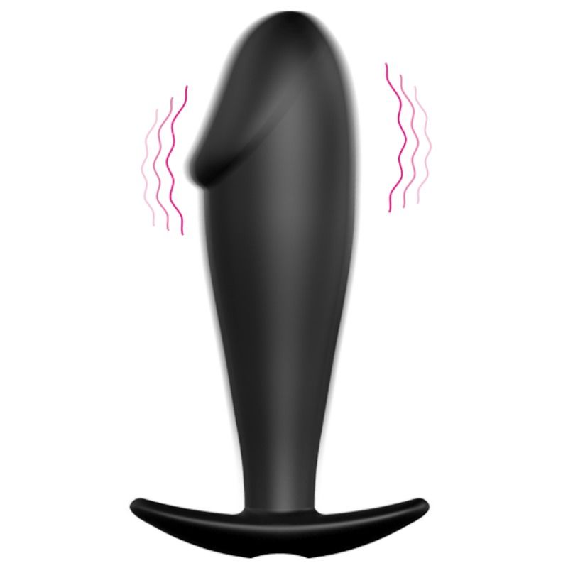 PRETTY LOVE - PLUG ANAL SILICONA FORMA PENE Y 12 MODOS VIBRACIÓN NEGRO
