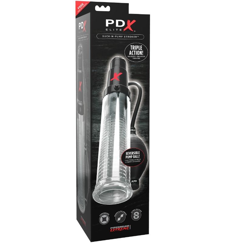 PDX ELITE - BOMBA DE ONDAS ESTIMULADORAS MASTURBADORA CON VIBRACIÓN SUCK N PUMP STROKER