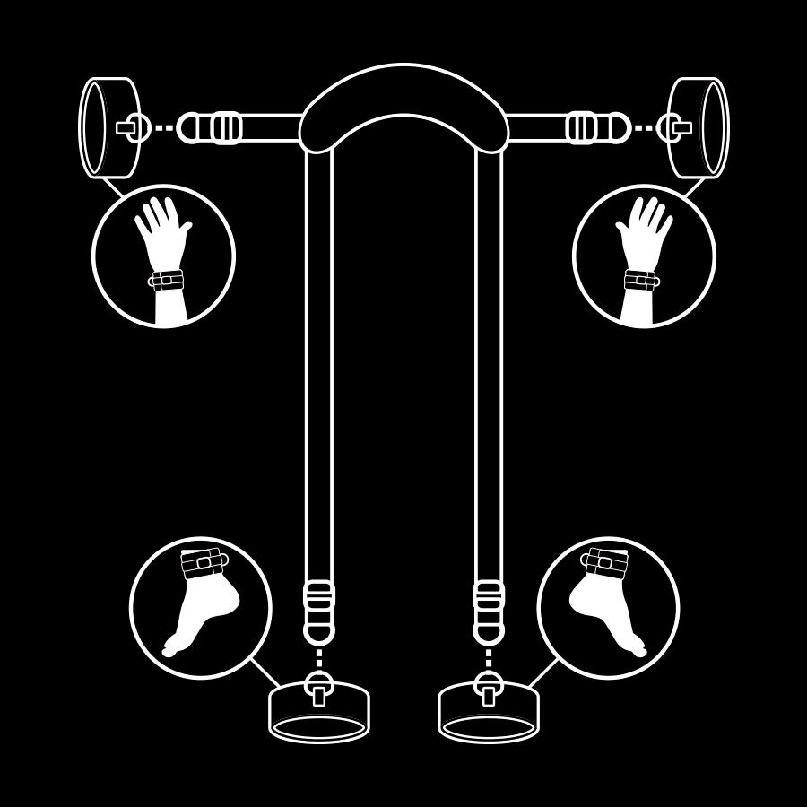 FETISH SUBMISSIVE - POSICIÓN MASTER CON 4 ESPOSAS CON FORRO DE NEOPRENO